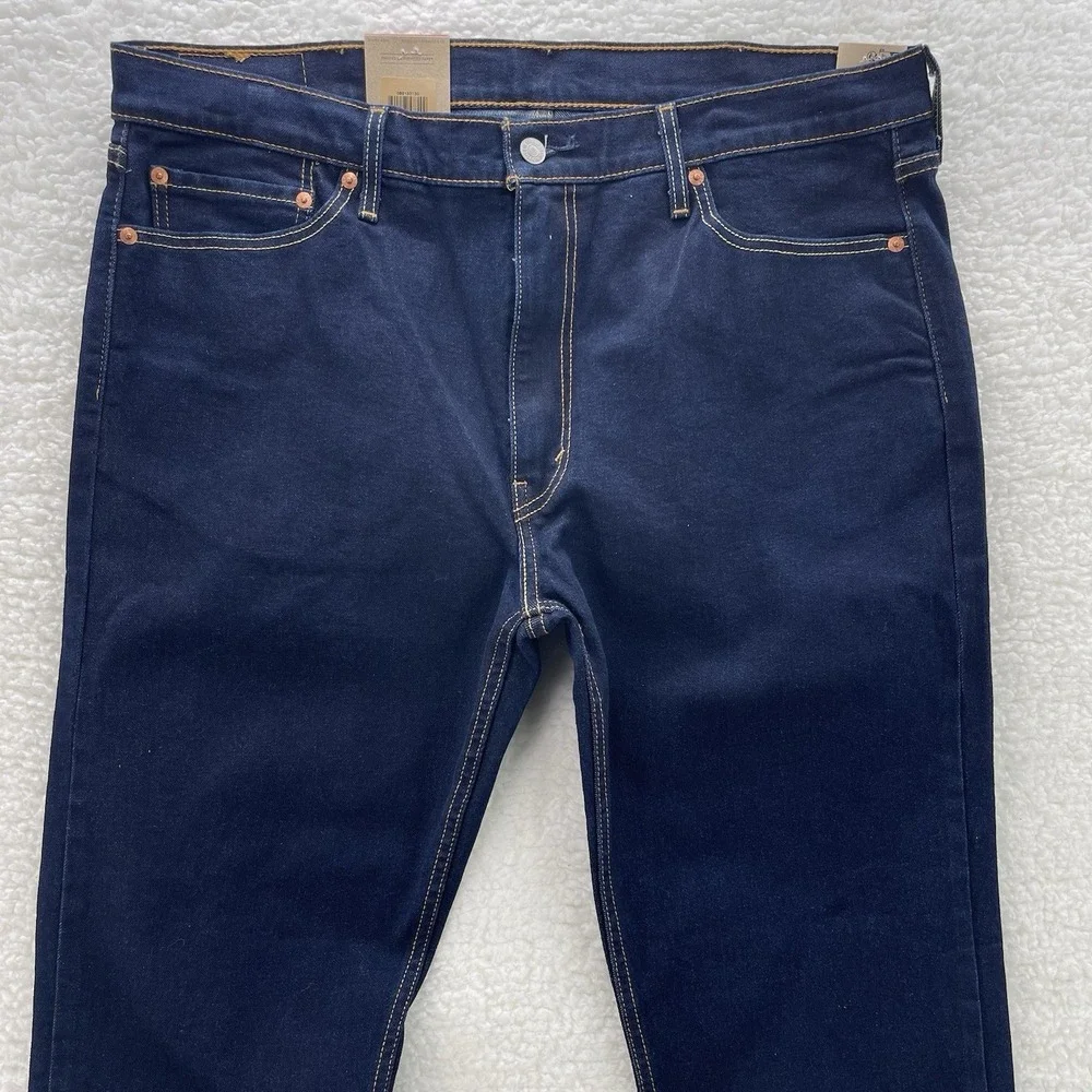 Levis 513 Jeans Mens 38x32 Blue Slim Straight Dark Wash Stretch Denim Preppy NEW